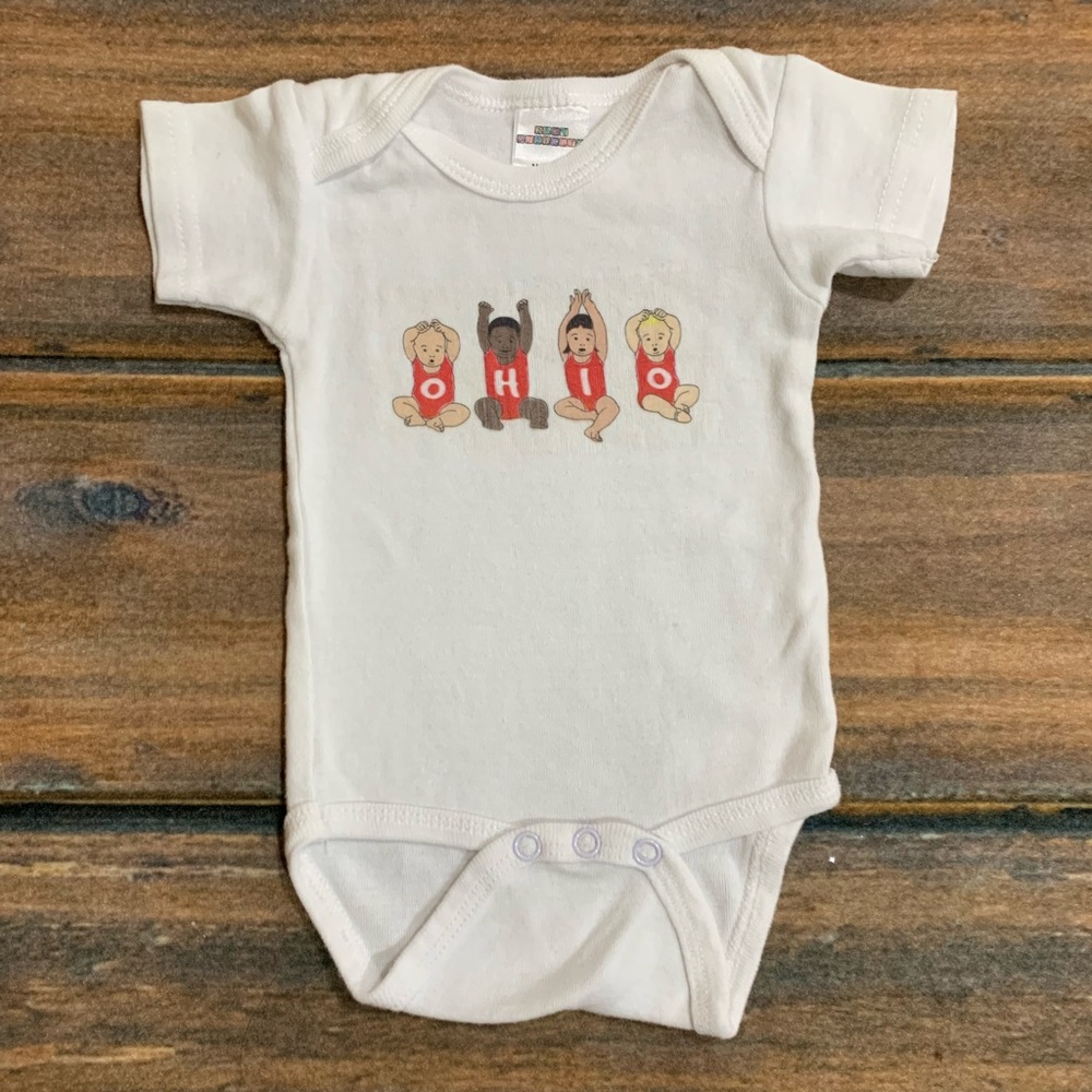 Newborn Ohio State White Short Sleeve Bodysuit